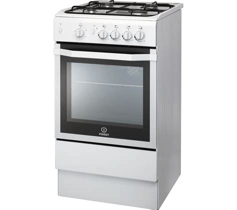 indesit 50cm single oven gas cooker white